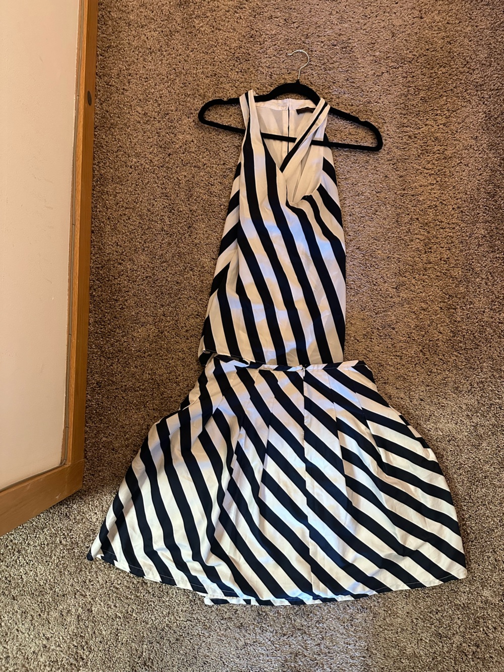 Navy and White Striped- halter shirt and skirt set from the limited